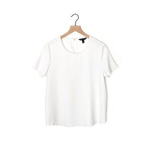 BANANA REPUBLIC white scallop short sleeve top m